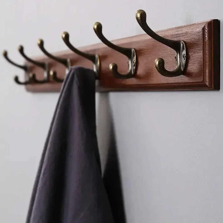 Wandkapstok Massief Hout 4-5 Haken Wit Beige Bruin Muurmontage | Kapstok Gang Hal Slaapkamer | Skandinavische Houten Kapstok | Sansoti 2