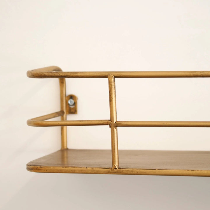 Wandplank Industrieel Metaal Messing Goud 55cm Draadframe Wandrek Woonkamer Modern 3