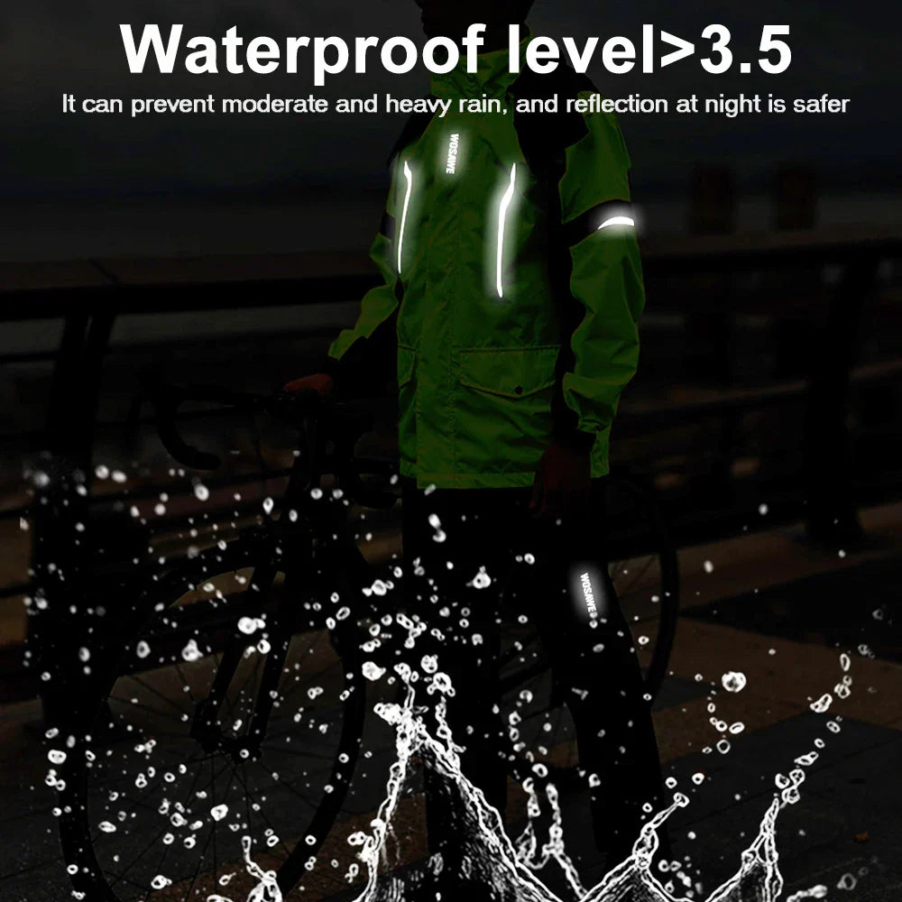 Wosawe Motorregenjas – Waterdichte Herenjas met Reflecterende Details & Winddicht Ontwerp