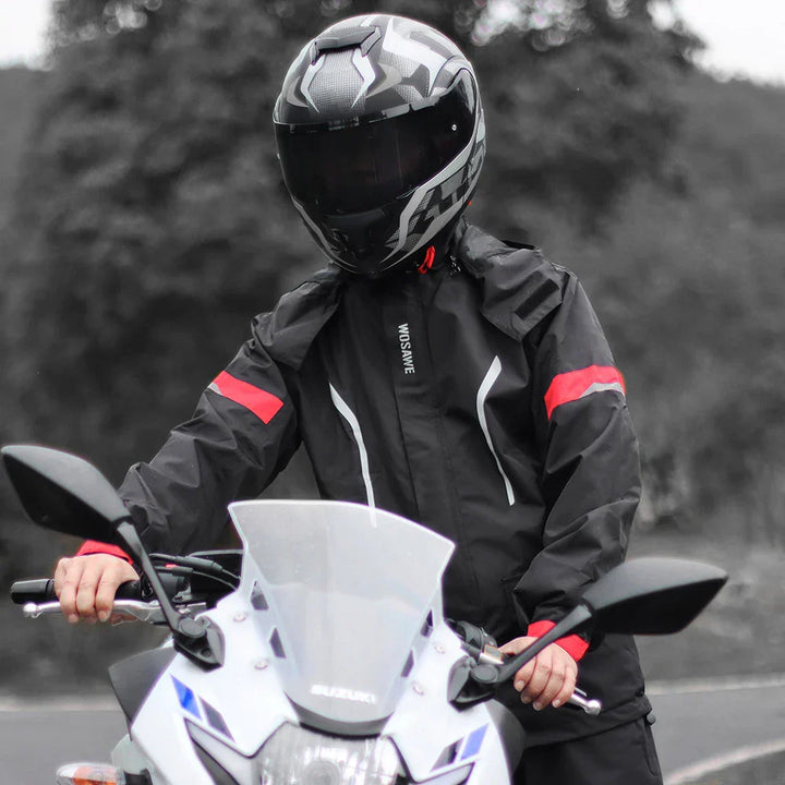 Wosawe Giacca da moto impermeabile – Giacca da uomo con dettagli riflettenti e design antivento