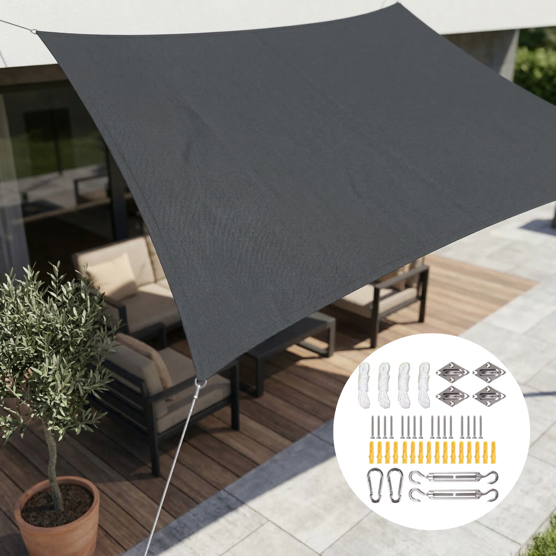 Waterdicht Rechthoekig Schaduwdoek UV-Bescherming Terras Tuin Balkon | Sansoti 12