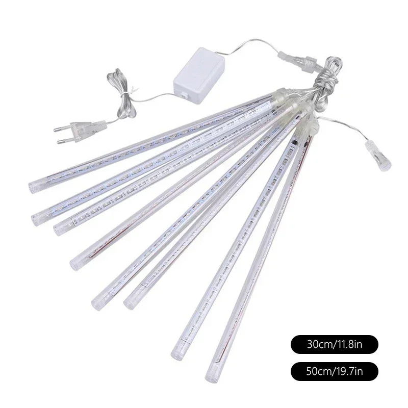 Luminex Pioggia di Meteoriti LED Catene Luminose – Illuminazione Esterna Impermeabile con 8 Tubetti, 30/50 cm, Multicolore per Festa & Giardino