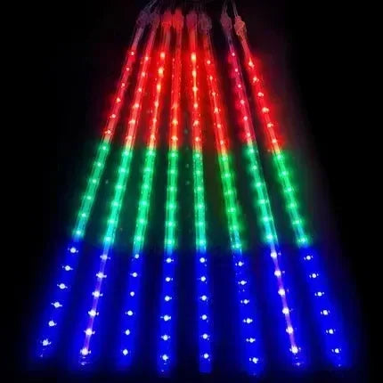 Luminex Pioggia di Meteoriti LED Catene Luminose – Illuminazione Esterna Impermeabile con 8 Tubetti, 30/50 cm, Multicolore per Festa & Giardino