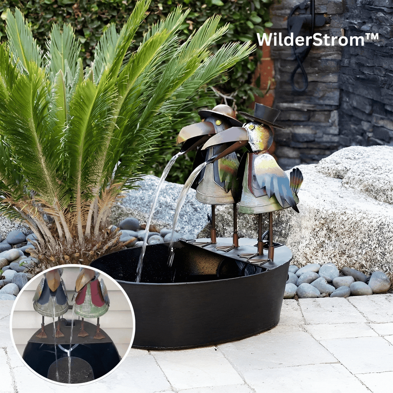 Waterfontein Dierfiguur Polyresin Met Pomp Tuin Terras Buiten | Sansoti 0