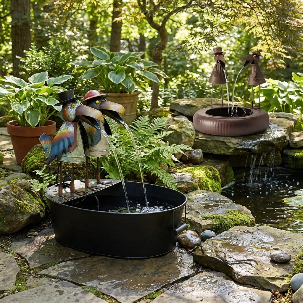 Waterfontein Dierfiguur Polyresin Met Pomp Tuin Terras Buiten | Sansoti 2
