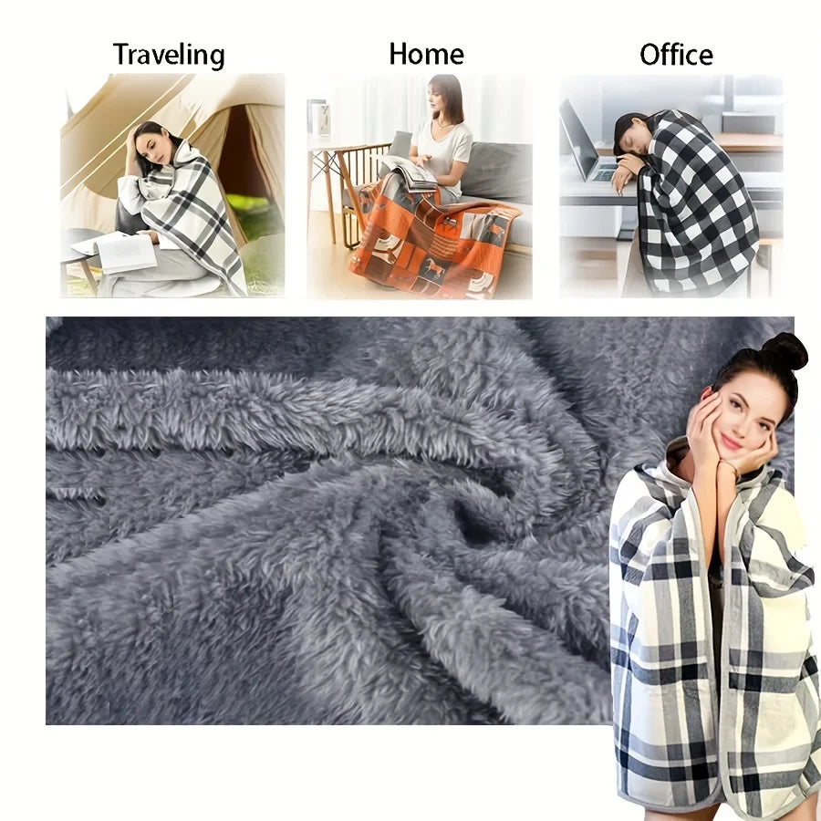 CozyDrape – Manta Bufanda de Franela Portátil Talla Única – Oficina y Hogar