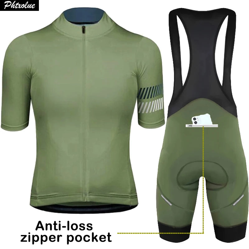 Wielertrui Set Voor Mannen en Vrouwen - Ademend, Anti-UV, Met Rits 0