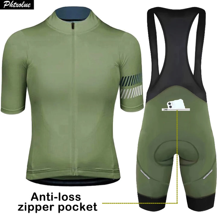 Wielertrui Set Voor Mannen en Vrouwen - Ademend, Anti-UV, Met Rits 0