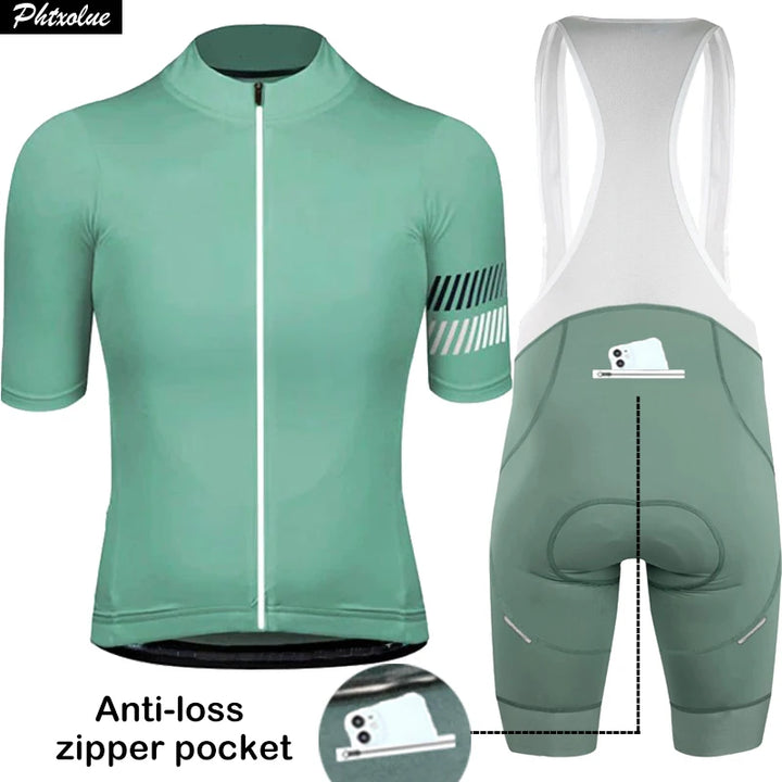 Wielertrui Set Voor Mannen en Vrouwen - Ademend, Anti-UV, Met Rits 2
