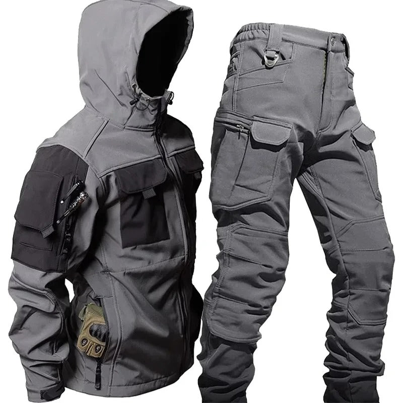 Conjunto de pantalones cargo para hombre StormPeak Outdoor – Impermeable y cortaviento con capucha