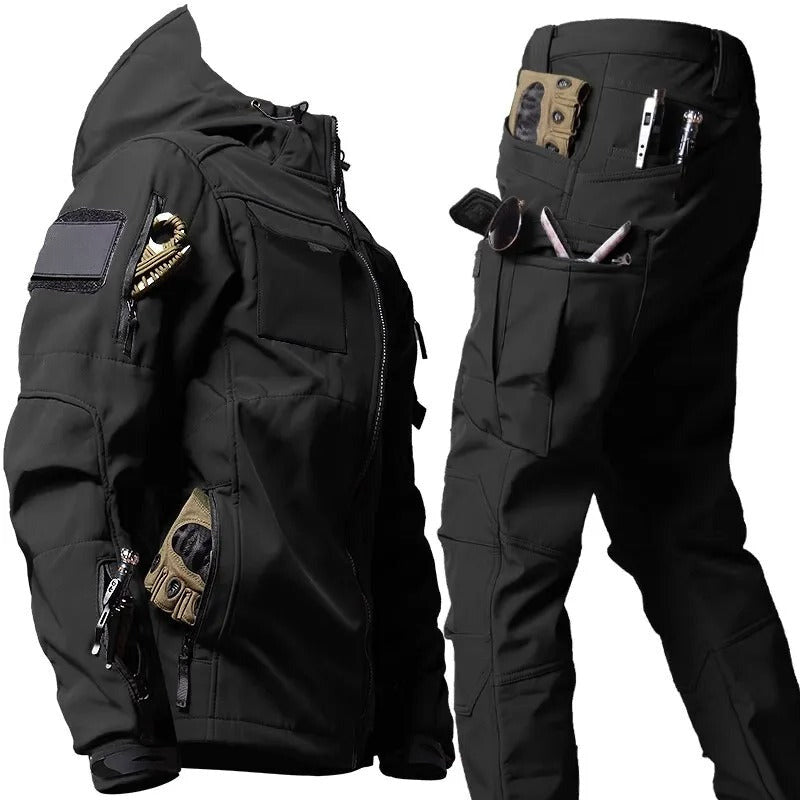 Conjunto de pantalones cargo para hombre StormPeak Outdoor – Impermeable y cortaviento con capucha