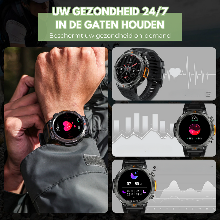 Teralis – Outdoor Smartwatch Bluetooth &amp; Gezondheid – Fitness &amp; Dagelijks Gebruik VestraGear