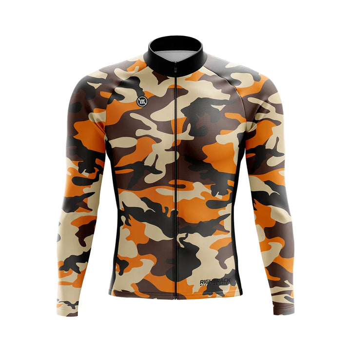 Camiseta de ciclismo para hombre manga larga camuflaje | Camiseta transpirable de montaña invierno
