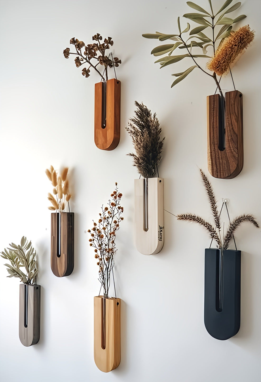 WoodFlora | Set Rustieke Creatieve Houten Muurbloemenhouders - voor Kamerplanten 0