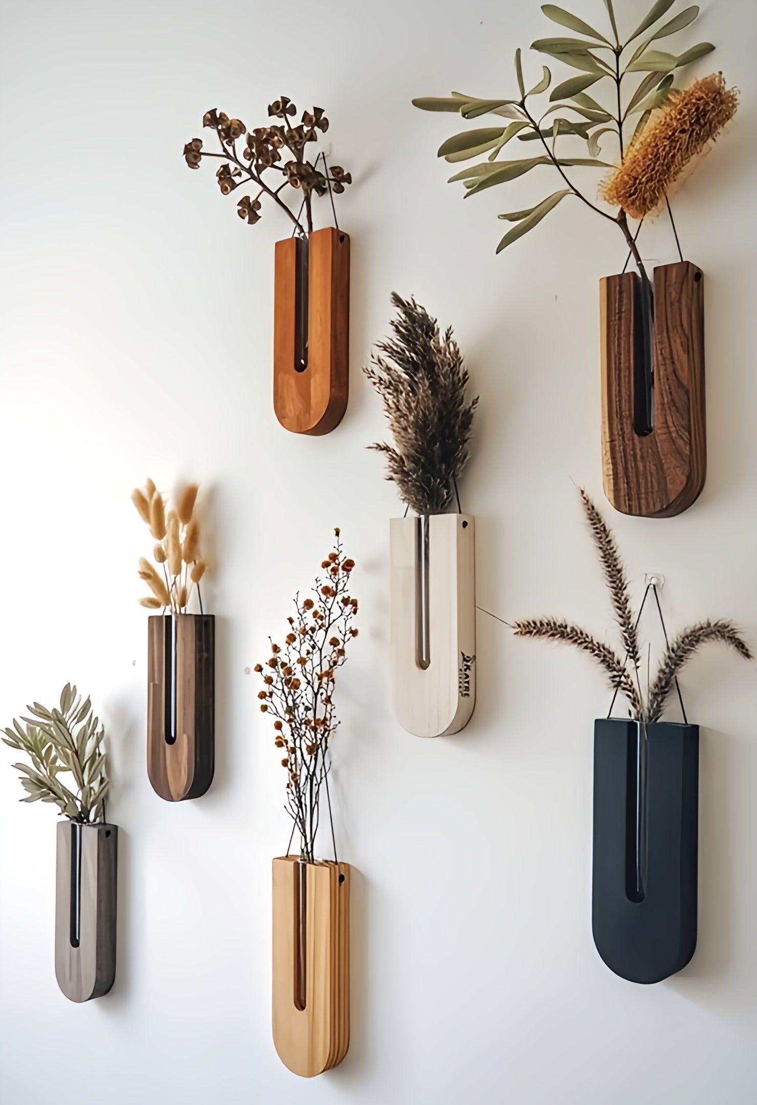WoodFlora | Set Rustieke Creatieve Houten Muurbloemenhouders - voor Kamerplanten 0