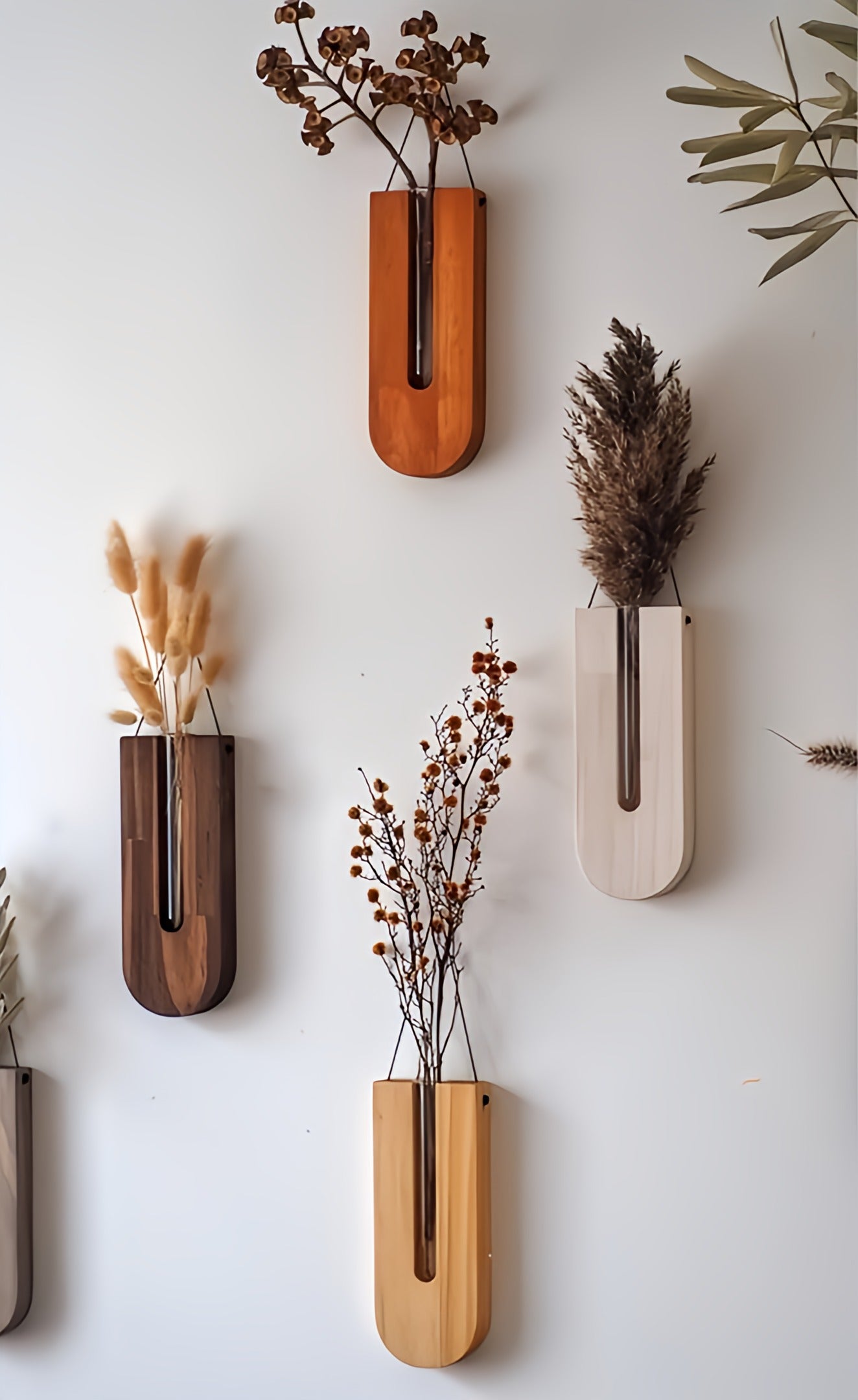 WoodFlora | Set Rustieke Creatieve Houten Muurbloemenhouders - voor Kamerplanten 1