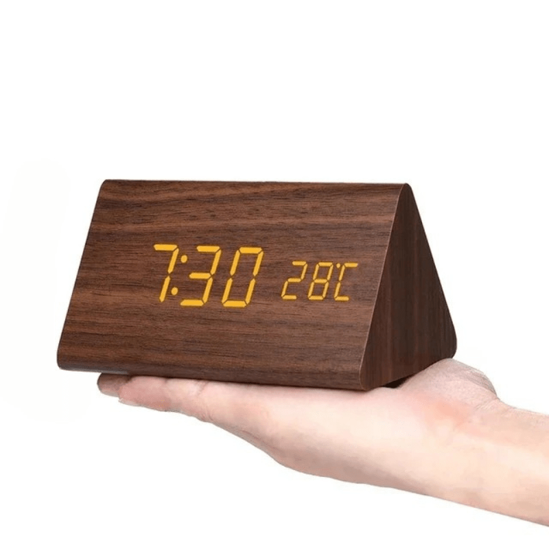 WoodSense | LED-Holzuhr mit Sprachsteuerung &amp; Anpassbarer Helligkeit | Stilvolles Design für Komfort 0