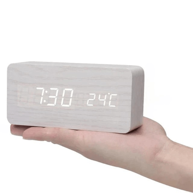 WoodSense | LED-Holzuhr mit Sprachsteuerung &amp; Anpassbarer Helligkeit | Stilvolles Design für Komfort 14