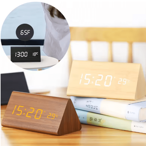 WoodSense | LED-Holzuhr mit Sprachsteuerung &amp; Anpassbarer Helligkeit | Stilvolles Design für Komfort 2