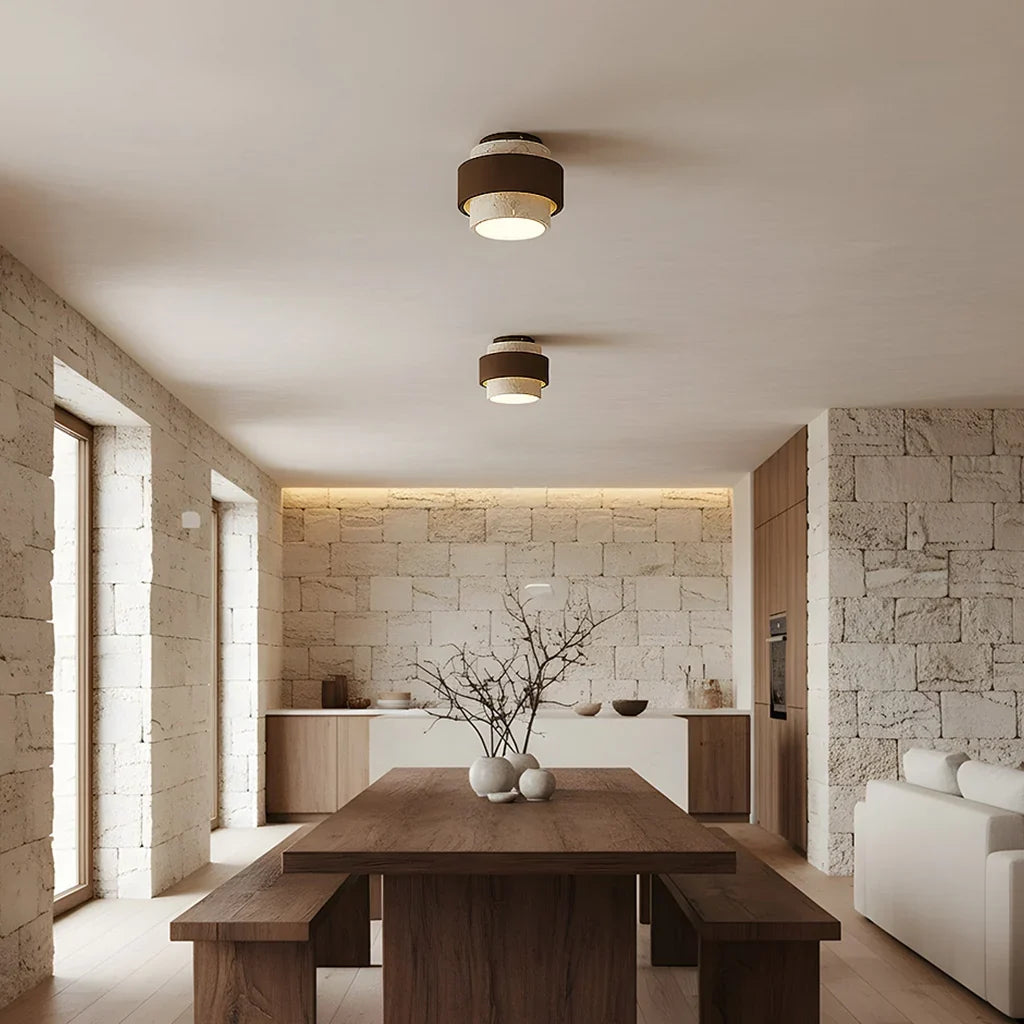 Yana Wabi-Sabi Travertine Retro Ceiling Light 4