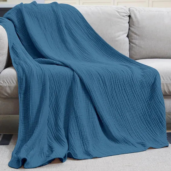 Zachte Mousseline Plaid Licht Katoenen Deken Rond Warm Pluche Woonkamer Slaapkamer | Sansoti 6