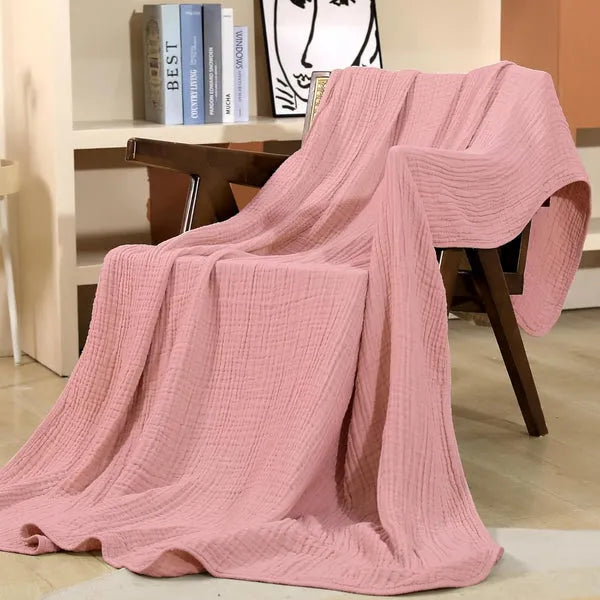 Zachte Mousseline Plaid Licht Katoenen Deken Rond Warm Pluche Woonkamer Slaapkamer | Sansoti 8