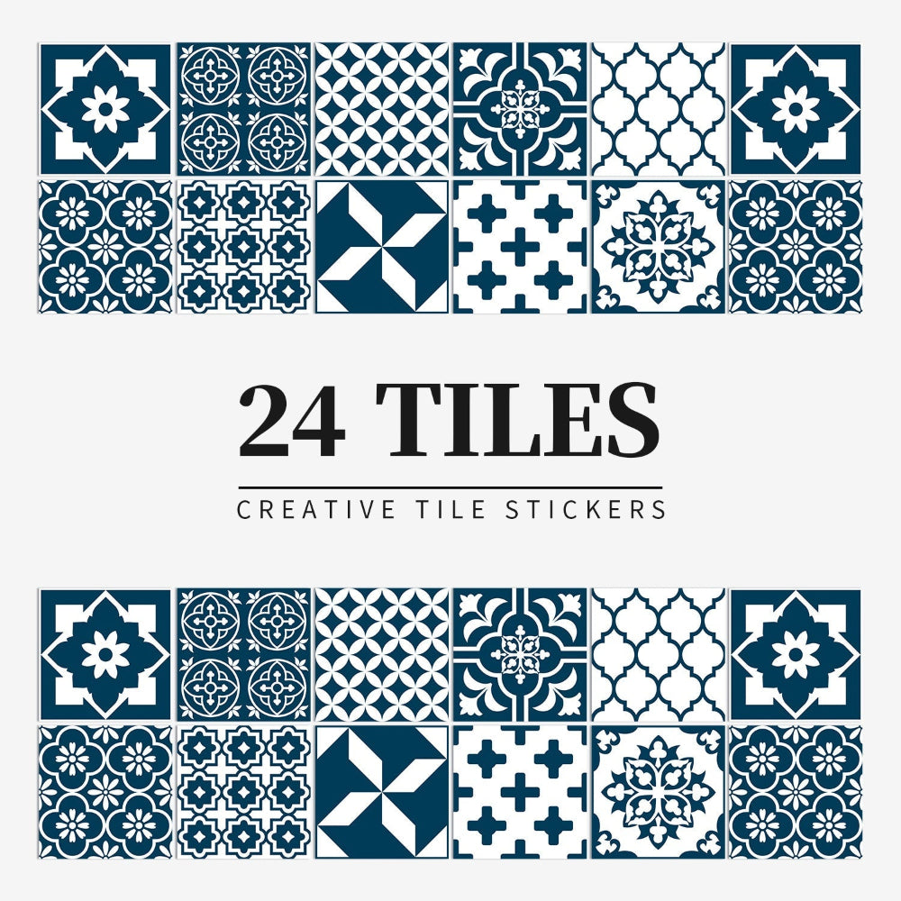 Zelfklevende Portugese tegelstickers met kleurrijk mandala patroon voor keuken en badkamer wanddecoratie set van 24 stuks | Sansoti 10