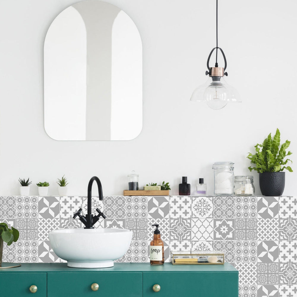 Zelfklevende Portugese tegelstickers met kleurrijk mandala patroon voor keuken en badkamer wanddecoratie set van 24 stuks | Sansoti 2