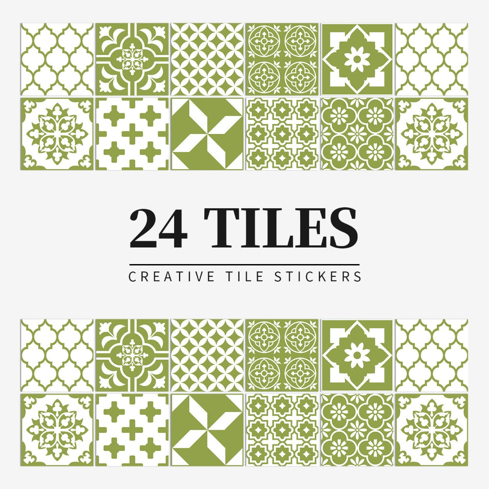 Zelfklevende Portugese tegelstickers met kleurrijk mandala patroon voor keuken en badkamer wanddecoratie set van 24 stuks | Sansoti 4