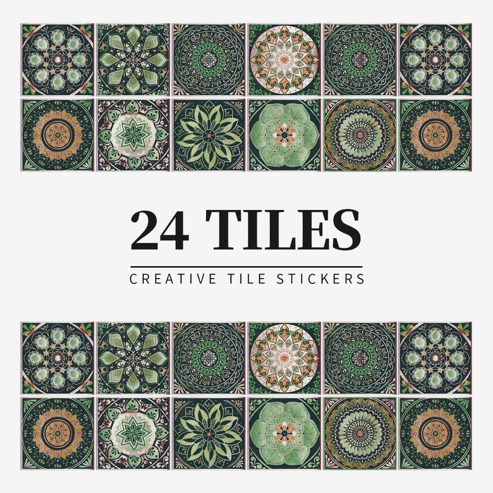 Zelfklevende Portugese tegelstickers met kleurrijk mandala patroon voor keuken en badkamer wanddecoratie set van 24 stuks | Sansoti 7