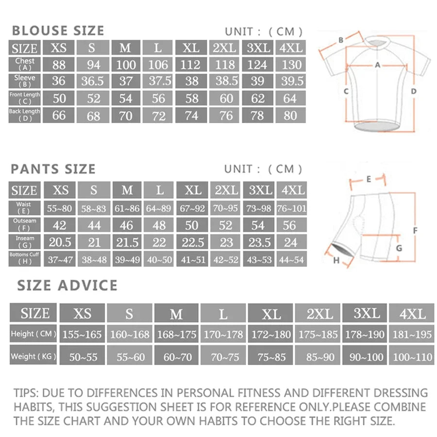 Zomer Fietskleding Set voor Heren met Ademend Shirt en Bib Shorts 1