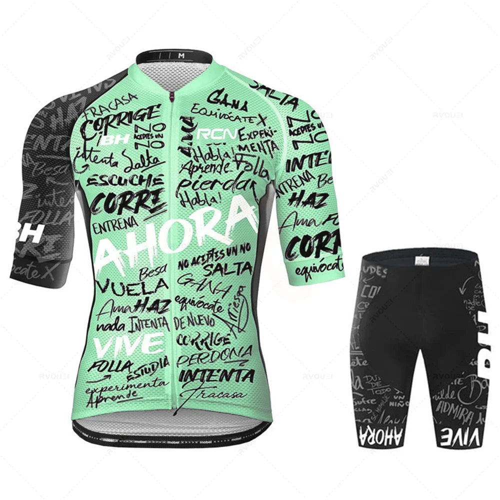 Zomer Fietskleding Set voor Heren met Ademend Shirt en Bib Shorts 18