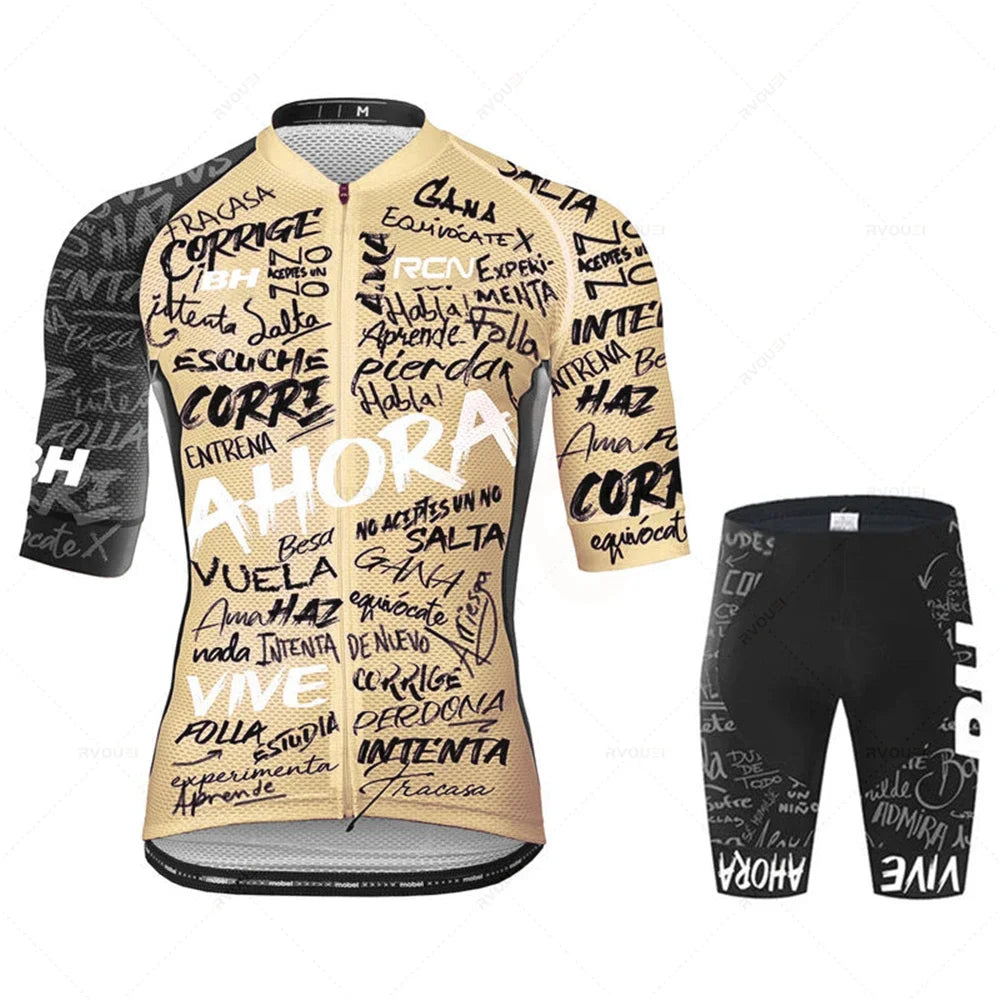 Zomer Fietskleding Set voor Heren met Ademend Shirt en Bib Shorts 19