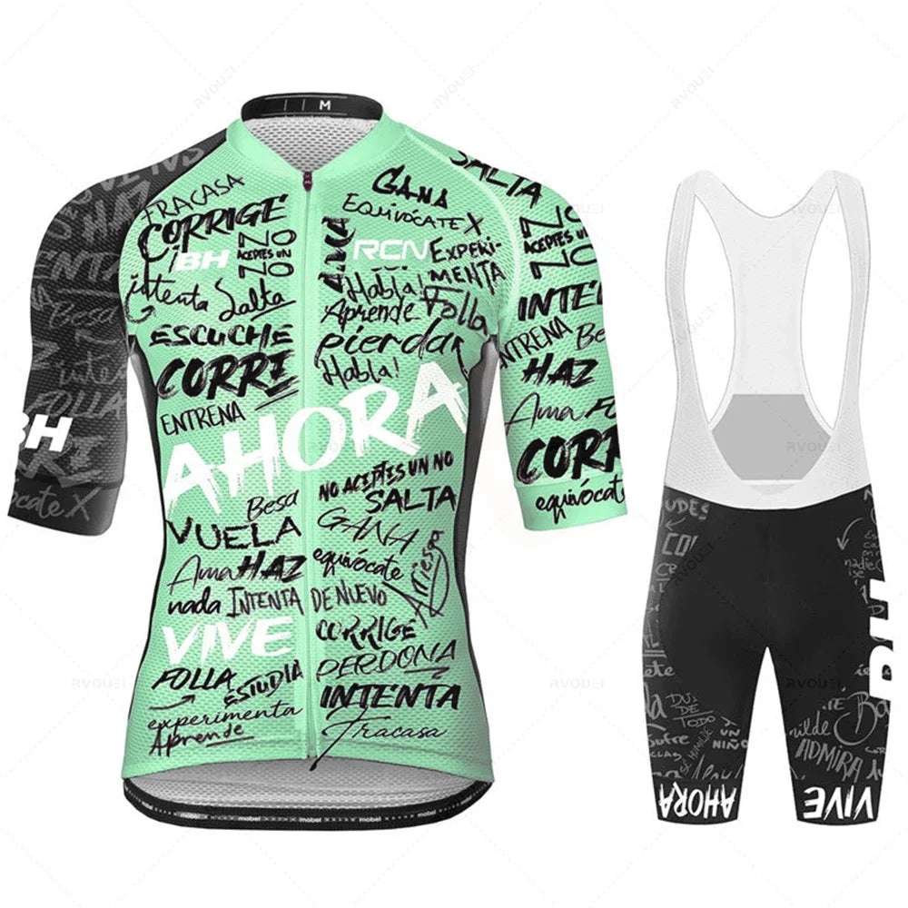 Zomer Fietskleding Set voor Heren met Ademend Shirt en Bib Shorts 4