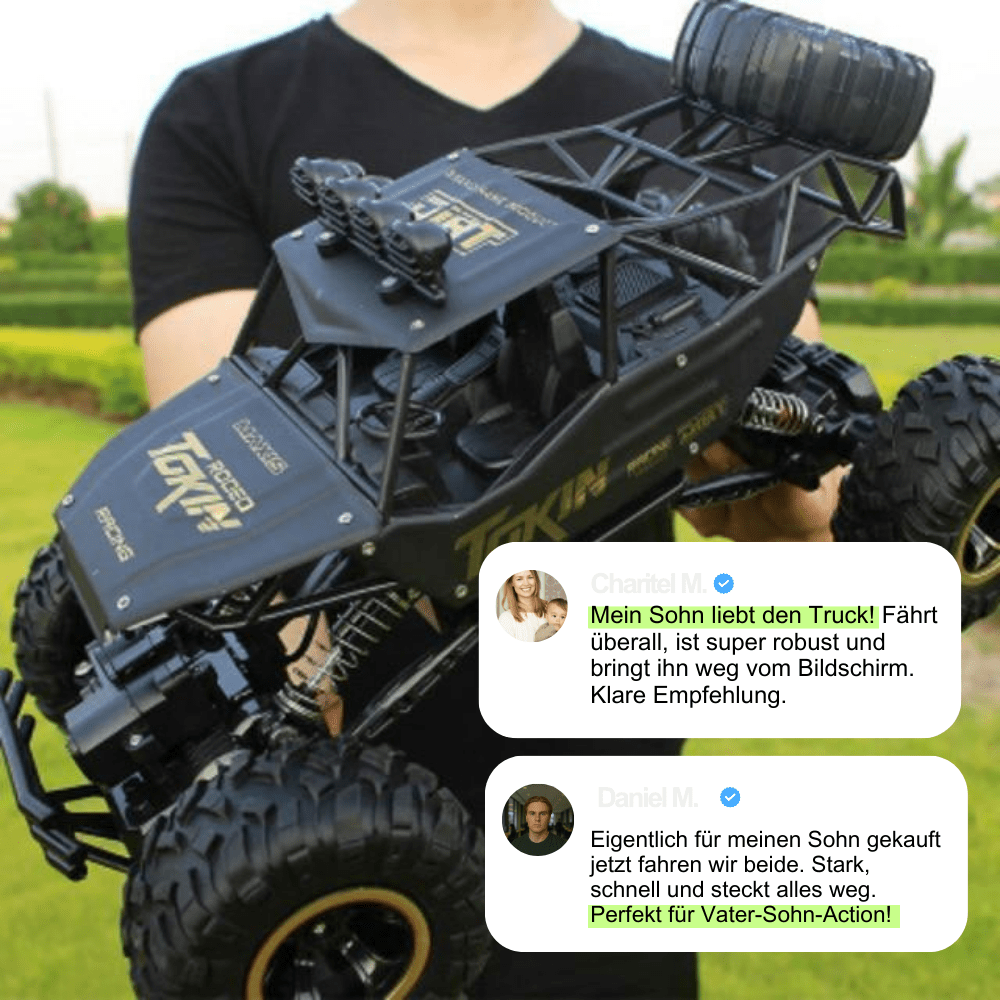 Camión monstruo RC 4x4 – Potente tracción, carrocería resistente y agarre todoterreno
