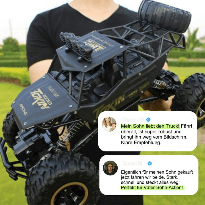 Camión monstruo RC 4x4 – Potente tracción, carrocería resistente y agarre todoterreno
