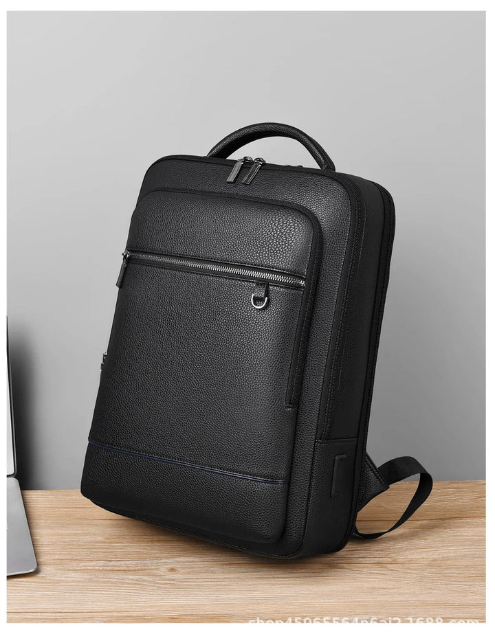 Leren Rugzak met USB &amp; Laptopvak – Elegant en Functioneel voor Heren