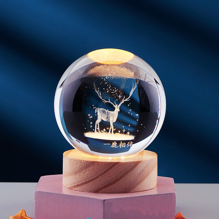 CrystalGlow lampada notturna – sfera di cristallo 3D con luce calda