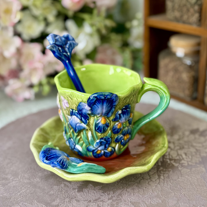 ArtSip Keramische Kop &amp; Schotel Set – Handgeschilderd 3D Design geïnspireerd op Van Gogh Vestragear