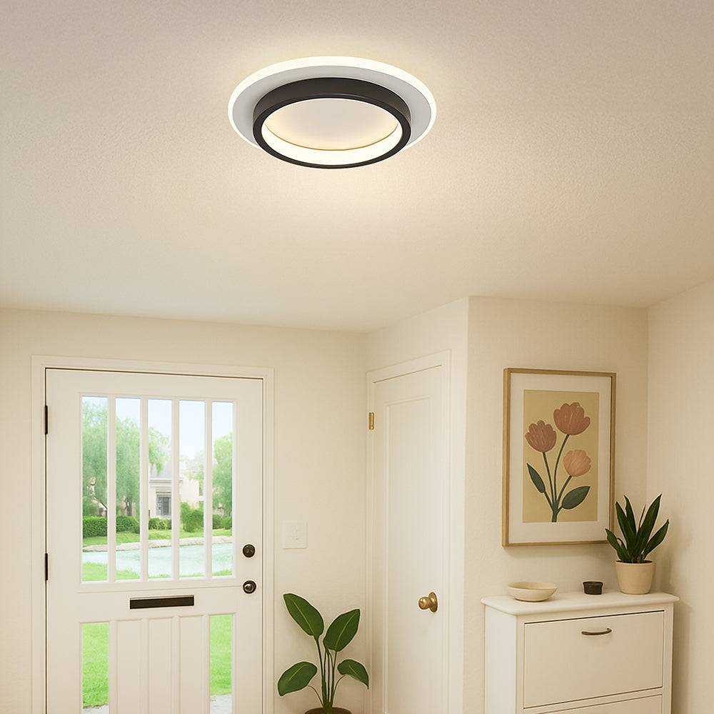 Eldaro Lámpara de techo – Lámpara de techo LED redonda de metal y acrílico con diseño moderno minimalista