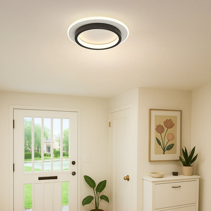 Eldaro Lámpara de techo – Lámpara de techo LED redonda de metal y acrílico con diseño moderno minimalista