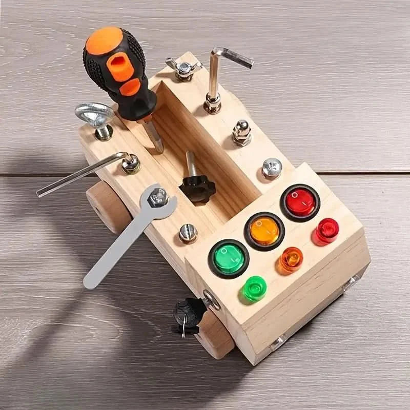 Tavola Montessori – Tavola di Attività in Legno Interattiva con Luci LED e Serrature