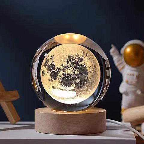 CrystalGlow lampada notturna – sfera di cristallo 3D con luce calda
