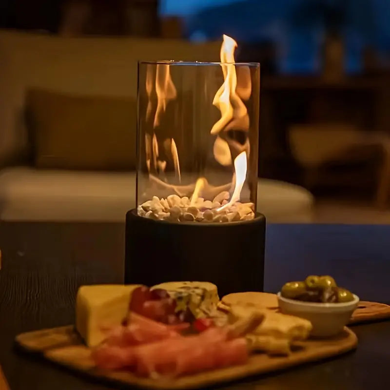 Fervora – Chimenea de ambiente redonda de bioetanol de acero inoxidable – Chimenea de jardín para interior y exterior