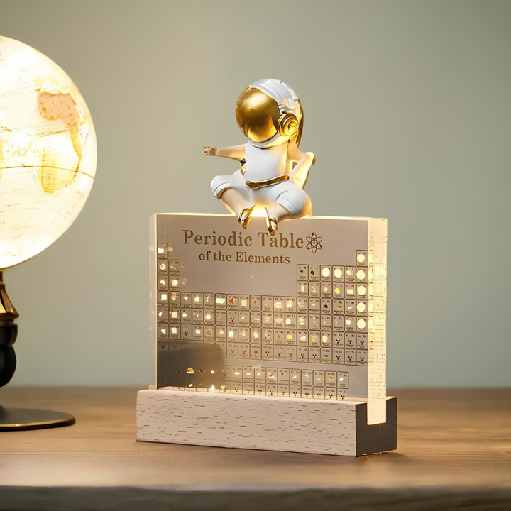 Elementa Verlichte Periodieke Tabel – Acryl display met houten voet &amp; 83 echte elementen