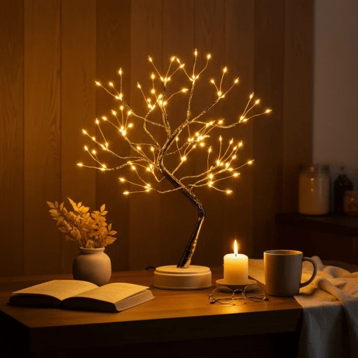 Fairy Light Tree Lamp – Tabletop Spirit Tree Bright Enough for Reading Tevako