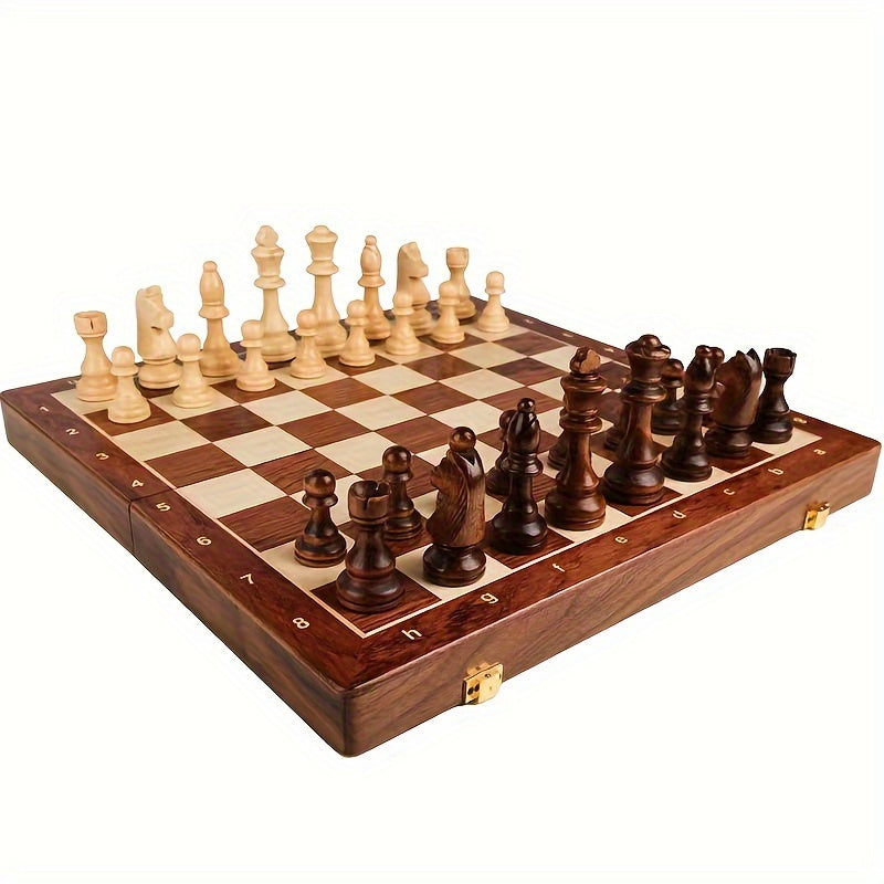 RoyalOak – Set da scacchi in legno con scacchiera pieghevole e spazio di archiviazione