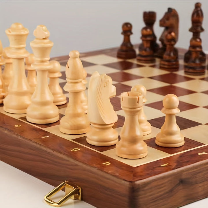 RoyalOak – Houten schaakset met opklapbaar bord &amp; opbergruimte