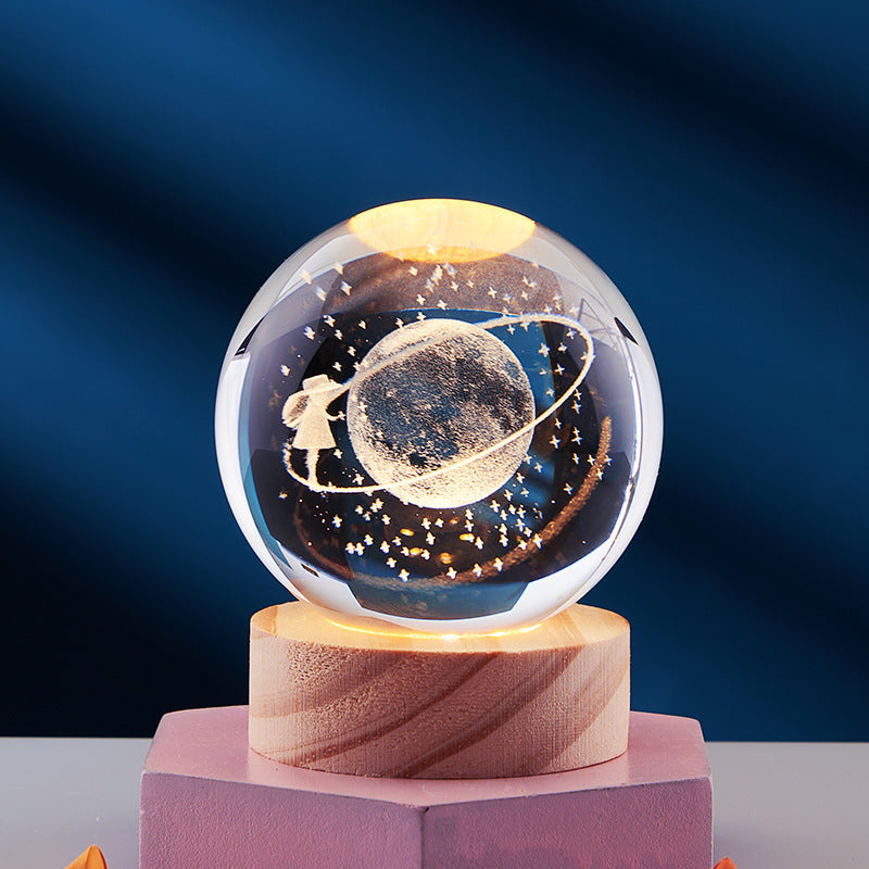CrystalGlow lampada notturna – sfera di cristallo 3D con luce calda