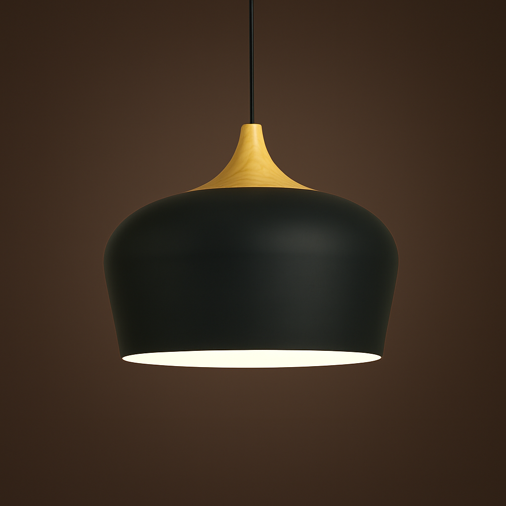 Coloria Pastel Hanglamp – Aluminium & Hout met Verstelbaar Snoer in Retro Design